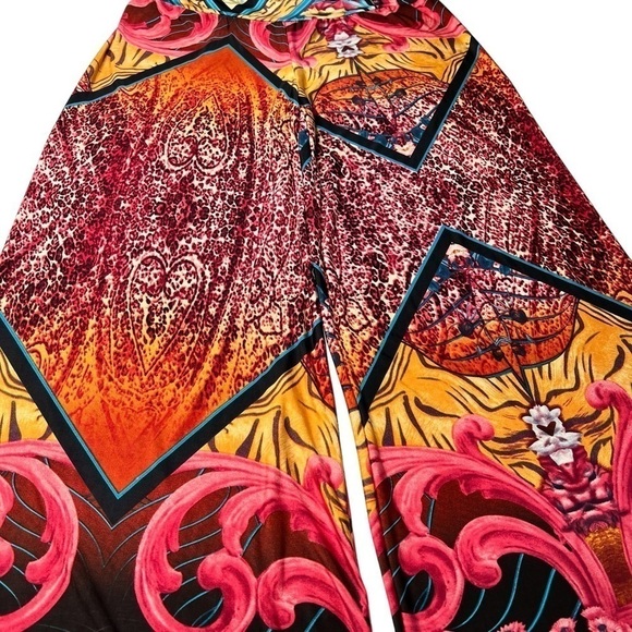 J Red Boho Hippie Aztec Wide Leg Palazzo Pants Women's Size L Tall - Picture 9 of 14